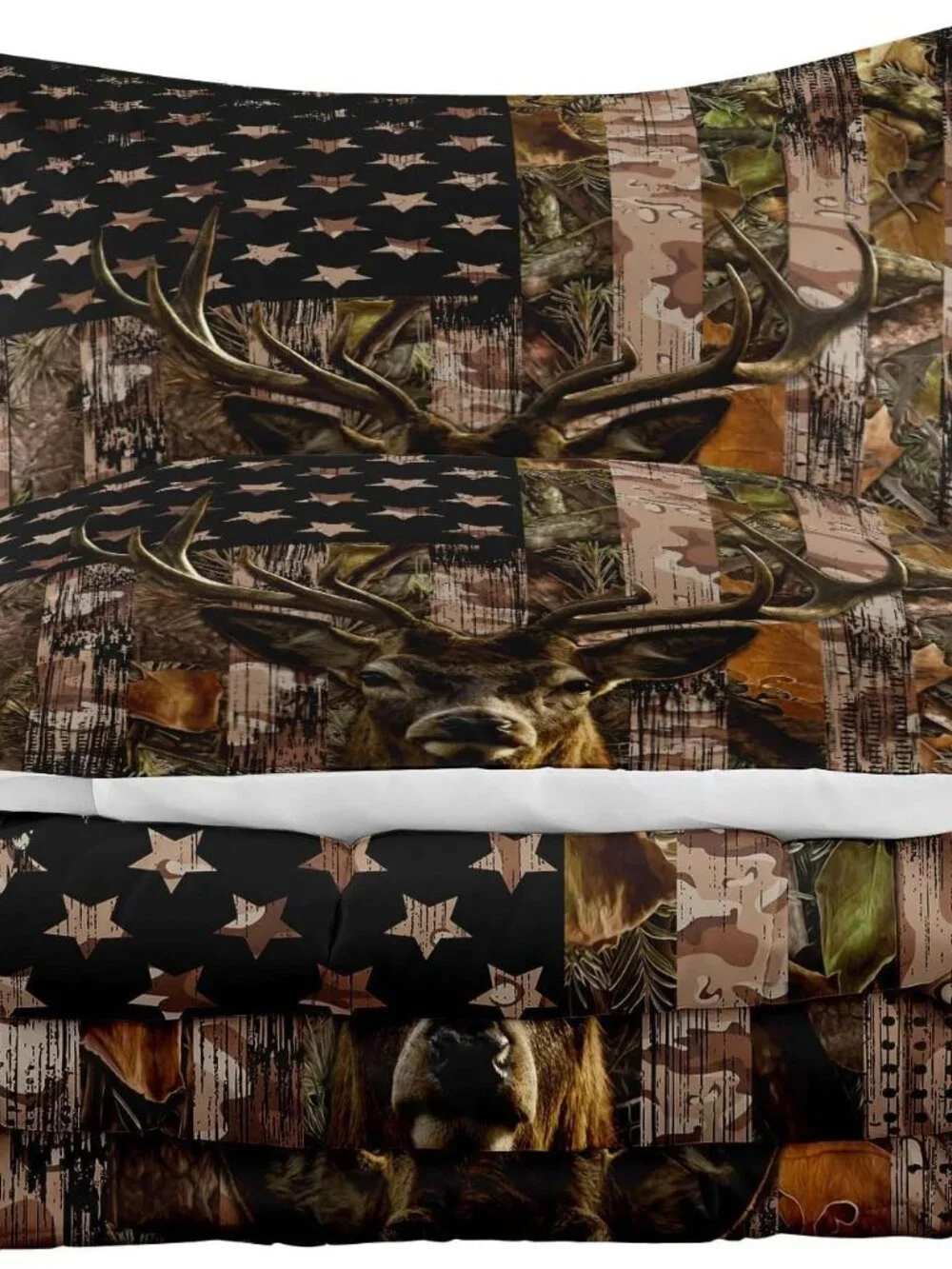 Deer Comforter Sets for Boys Kids Teens,American Flag Camo Bedding Sets Queen Si